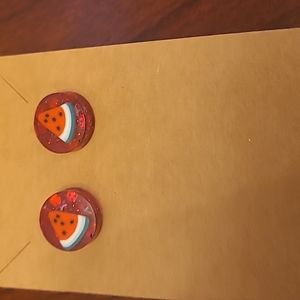Red glittery watermelon stud earrings